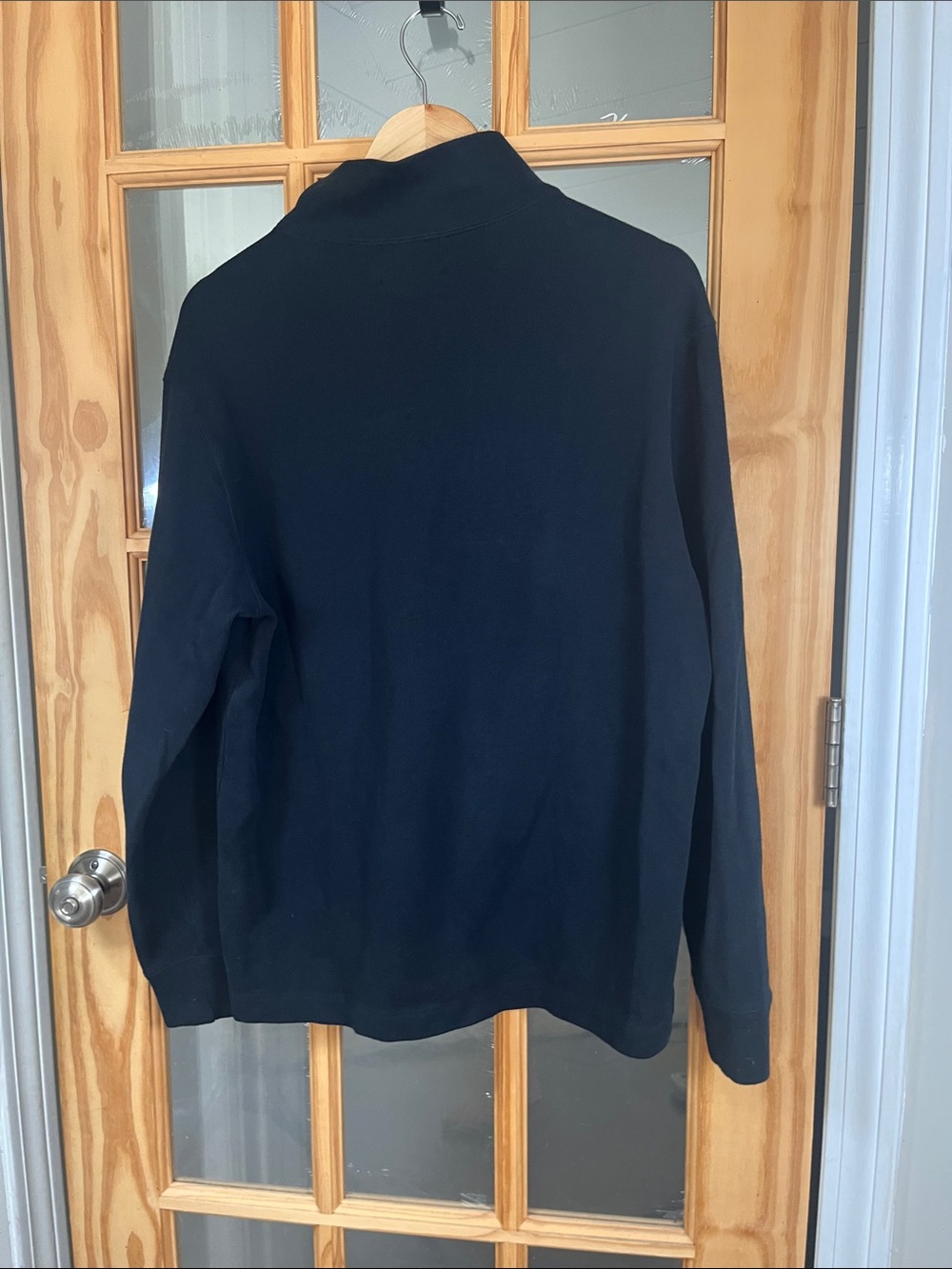 Polo Ralph Lauren 1/4 Zip Cotton ribbed Sweater Size medium navy blue EUC - Picture 5 of 7